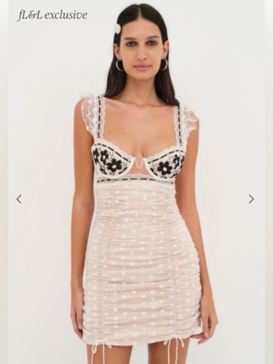 For Love And Lemons Dresses & Skirts - For Love & Lemons Nude and Black Embroidered Mini Dress